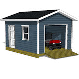 12x16-GD Garage Door Shed Plans Emailed
