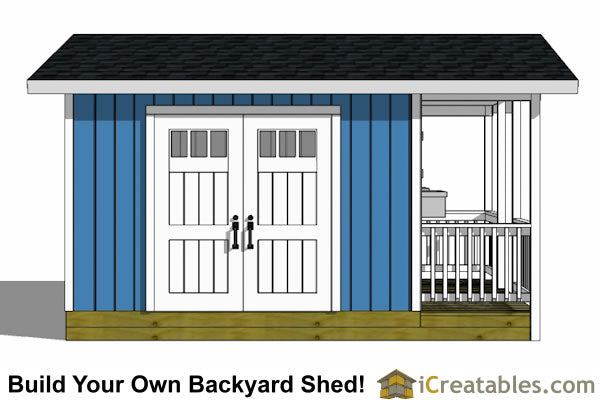 12x16-BP Backyard Porch Shed Plans Emailed