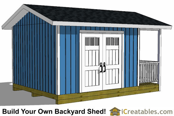 12x16-BP Backyard Porch Shed Plans Emailed