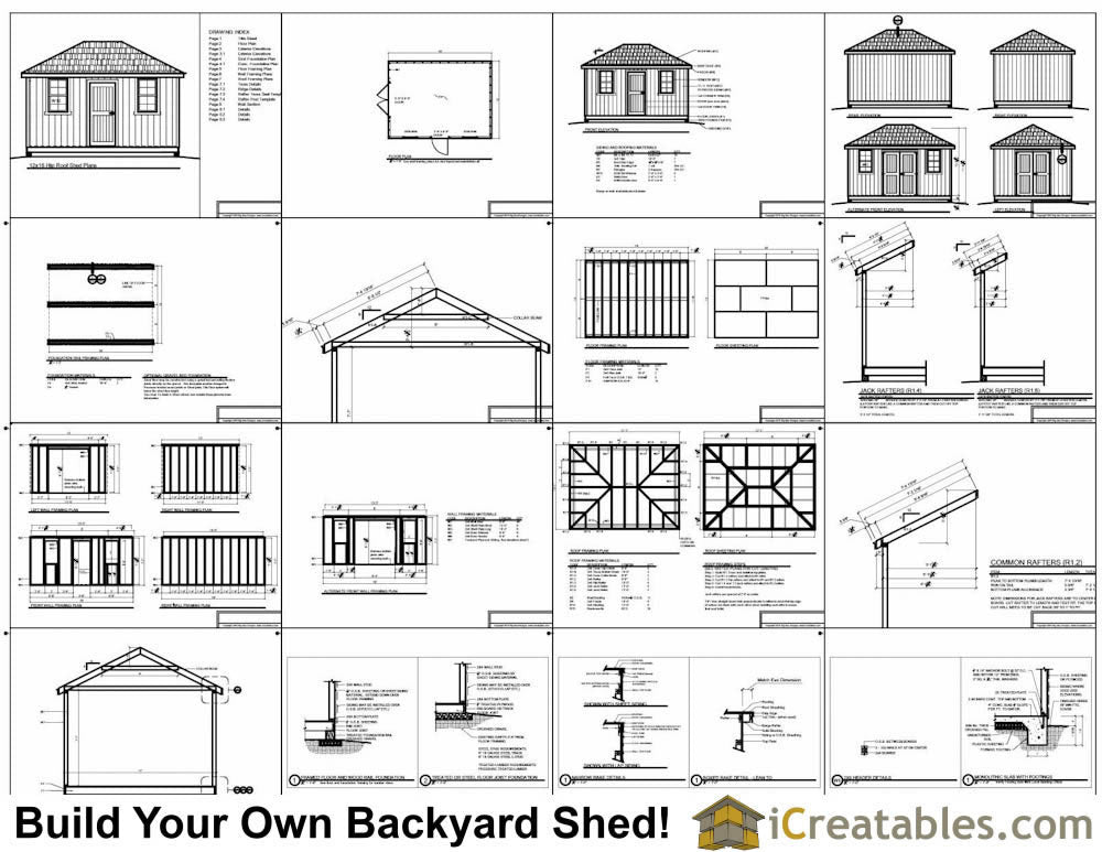 12x16-H Hip Roof Shed Plans Emailed