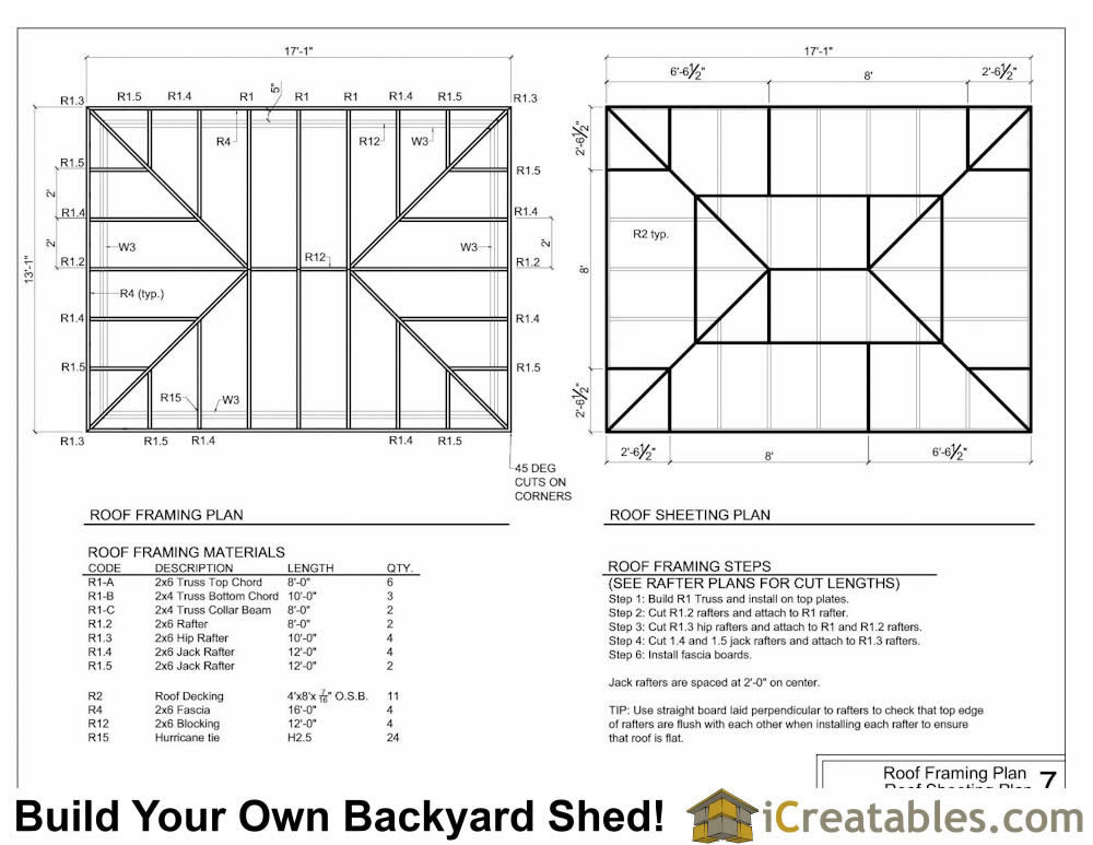 12x16-H Hip Roof Shed Plans Emailed