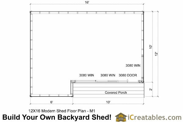 12x16-M1 Modern Shed Plans Emailed
