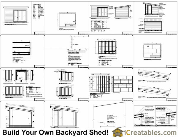 12x16-M1 Modern Shed Plans Emailed