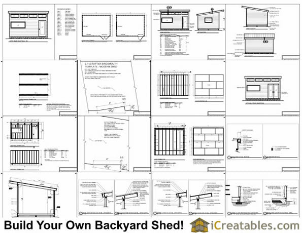 12x16-S2 Modern Shed Plans Emailed