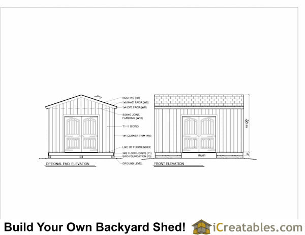 12x16-B Backyard Shed Plans Emailed