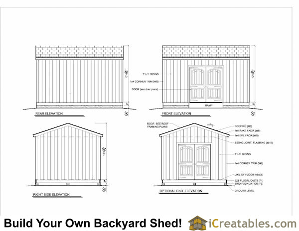 12x16-B Backyard Shed Plans Emailed