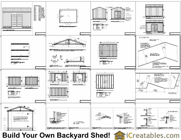 12x16-B Backyard Shed Plans Emailed
