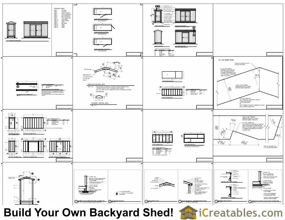 4x12-B Backyard Shed Plans Emailed