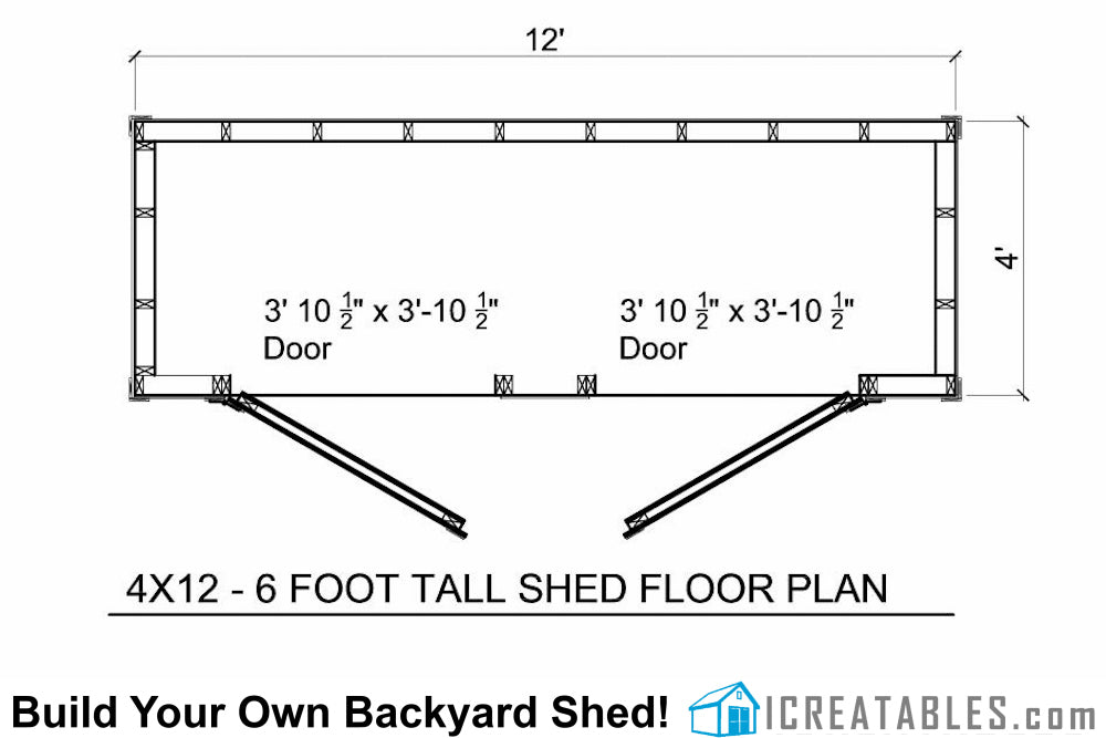 4x12-LT6 Lean To Shed Plans Emailed