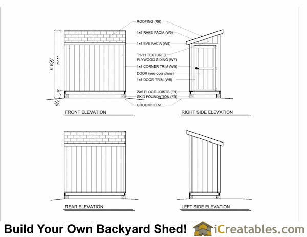 4x8-LTDE Lean To Door End Shed Plans Emailed