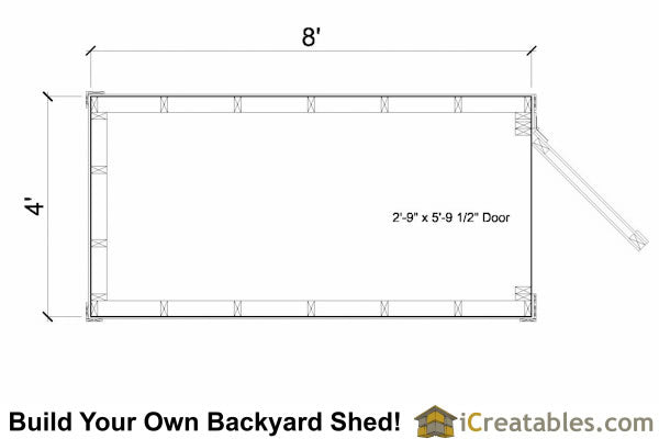 4x8-LTDE Lean To Door End Shed Plans Emailed