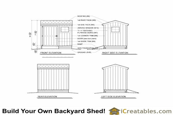 6x8-B Backyard Shed Plans Emailed