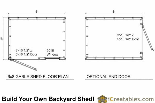 6x8-B Backyard Shed Plans Emailed