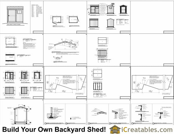 6x8-B Backyard Shed Plans Emailed