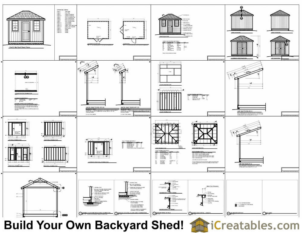 10x12-H Hip Roof Shed Emailed Plans