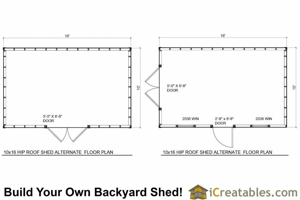 10x16-H Hip Roof Shed Plans Emailed