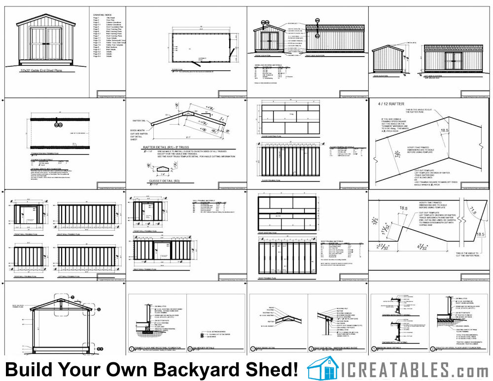 10x20-B Backyard Shed Plans Emailed