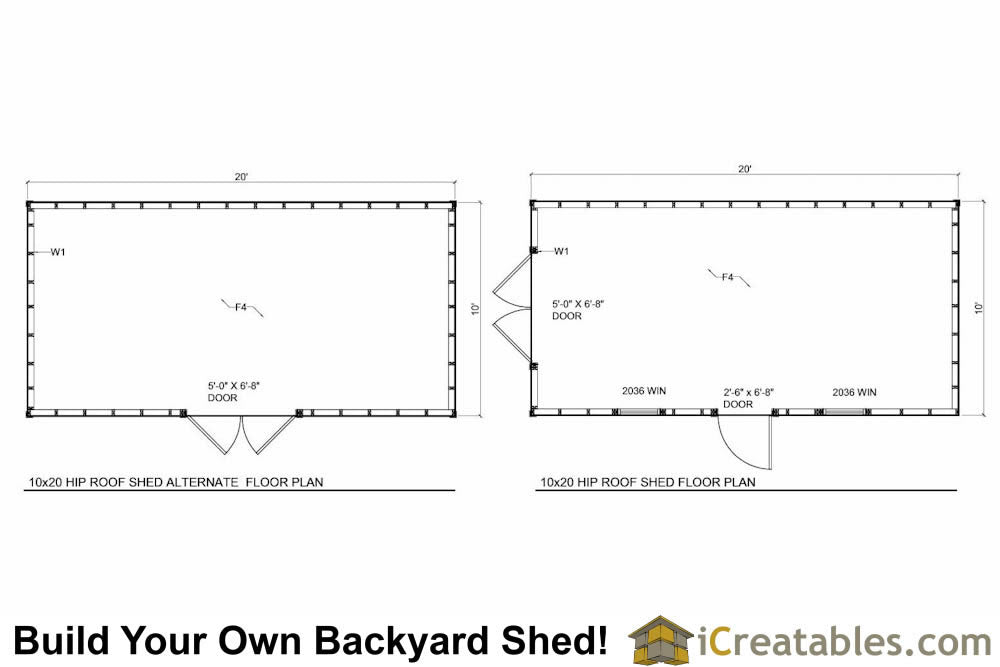 10x20-H Hip Roof Shed Plans Emailed