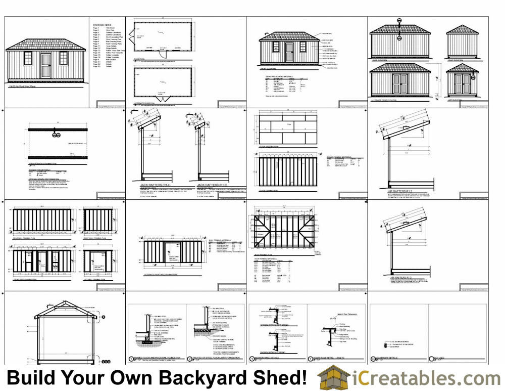 10x20-H Hip Roof Shed Plans Emailed