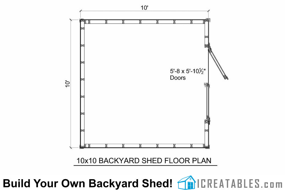 10x10-B Backyard Shed Plans Emailed