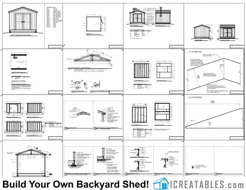 10x10-B-P Shed Plans Postal Mailed