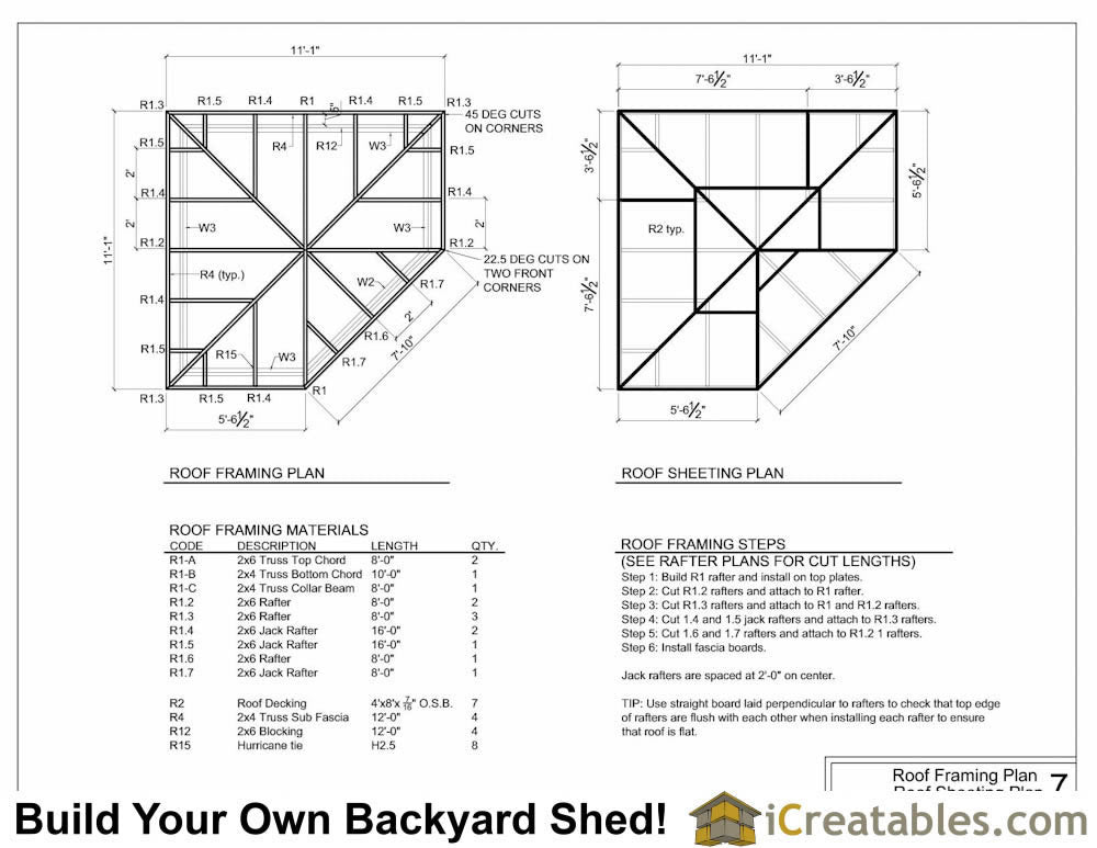 10x10-C5 Corner Shed Plans Emailed