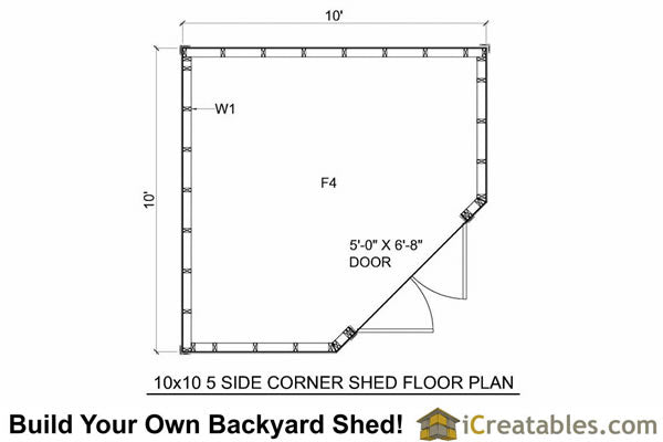 10x10-C5 Corner Shed Plans Emailed