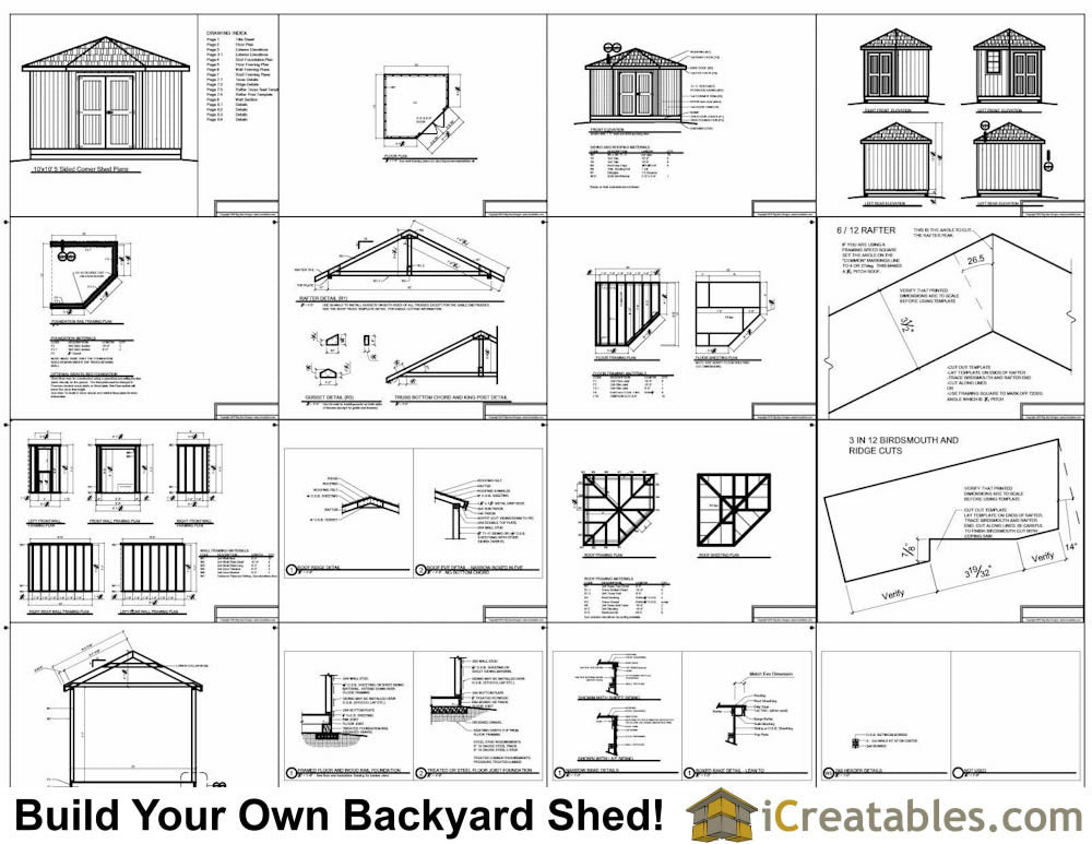 10x10-C5 Corner Shed Plans Emailed