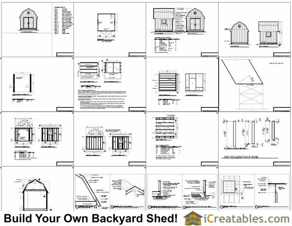 10x10-GB-Gambrel Shed Plans Emailed