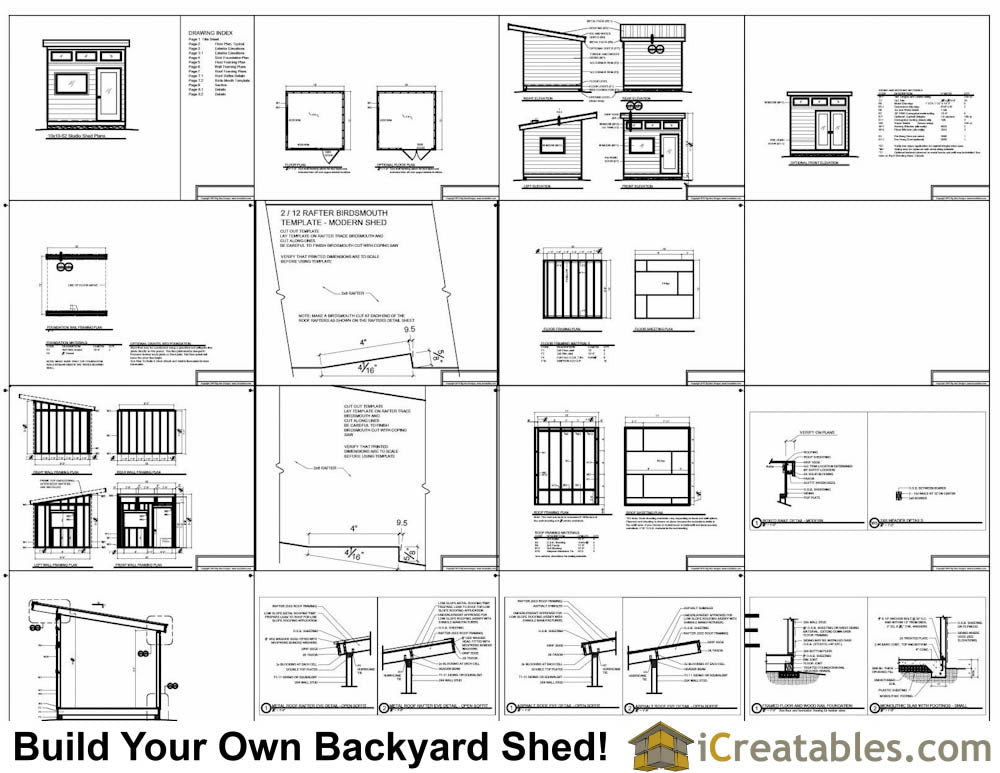 10x10-S2 Modern Shed Plans Emailed