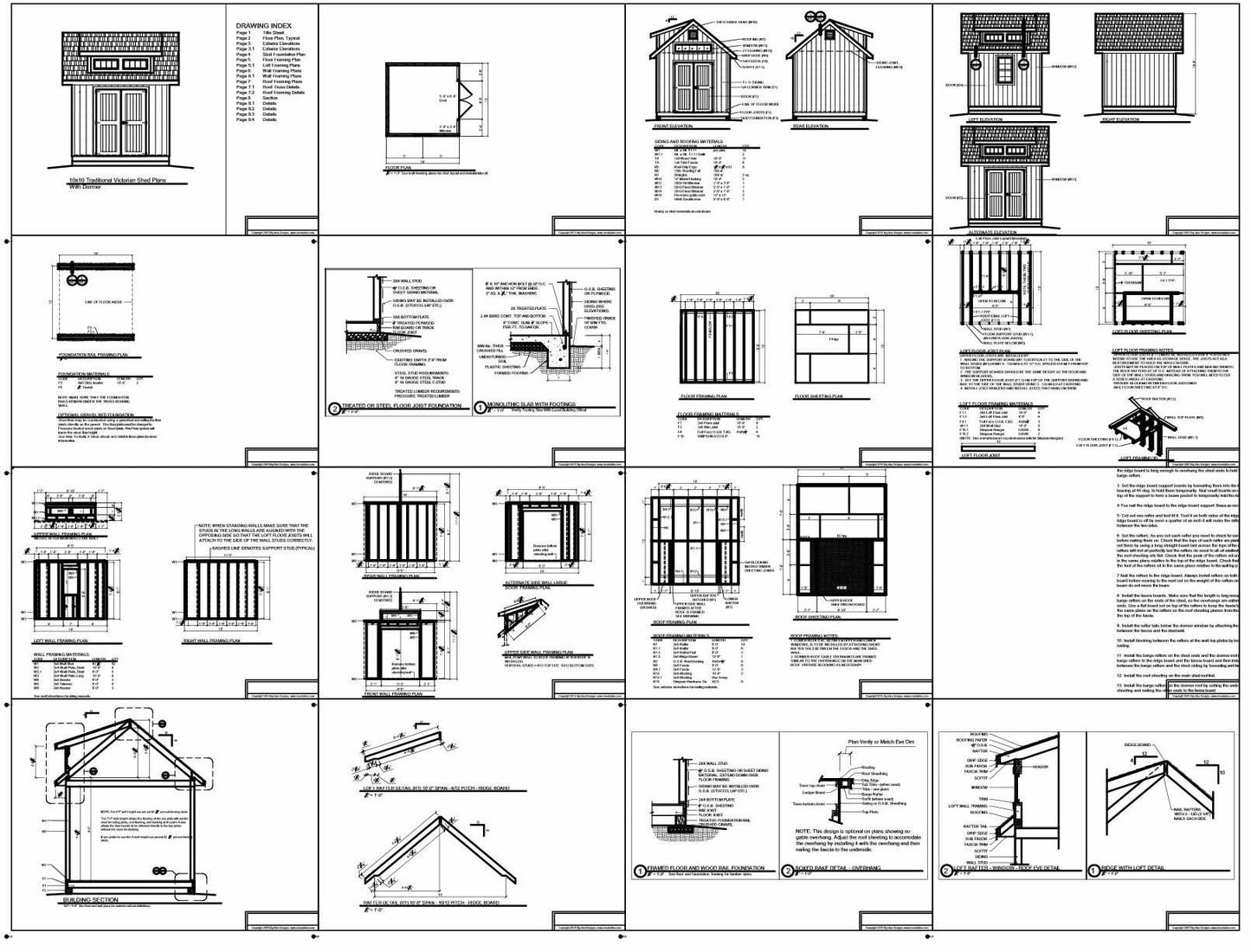 10x10-D Dormer Shed Plans Emailed