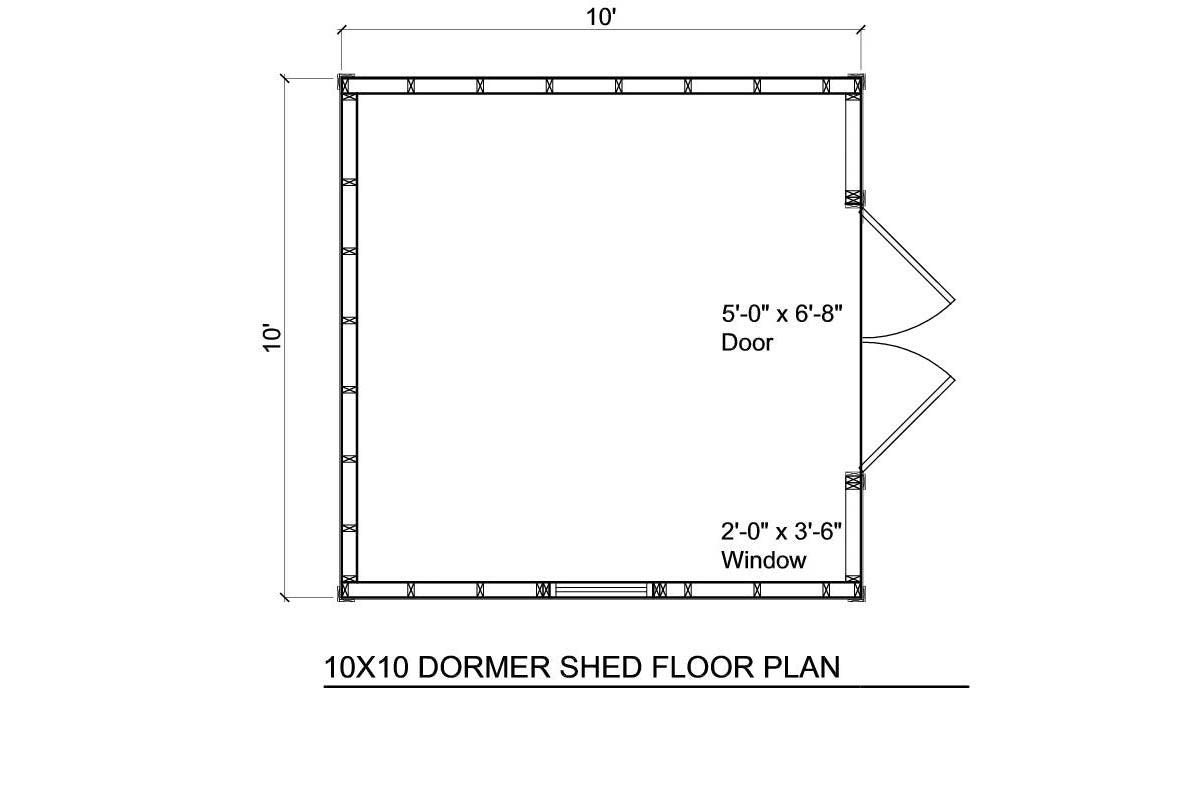 10x10-D Dormer Shed Plans Emailed