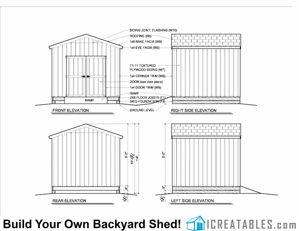 10x10-B Backyard Shed Plans Emailed