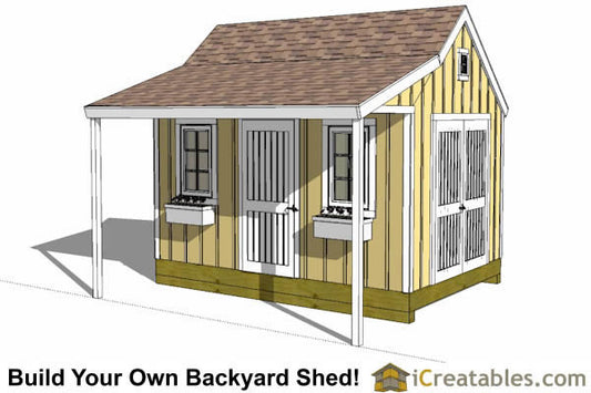 10x12-COP Colonial Porch Shed Plans Emailed