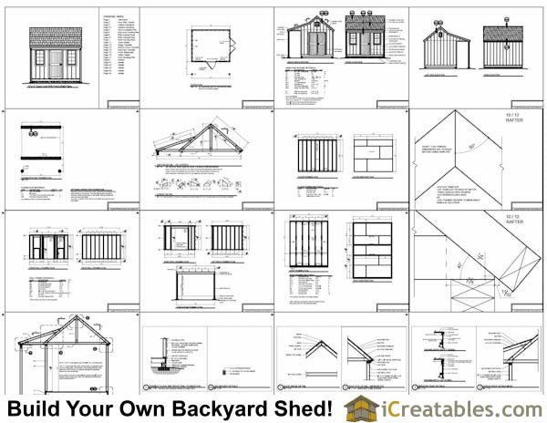 10x12-COP Colonial Porch Shed Plans Emailed