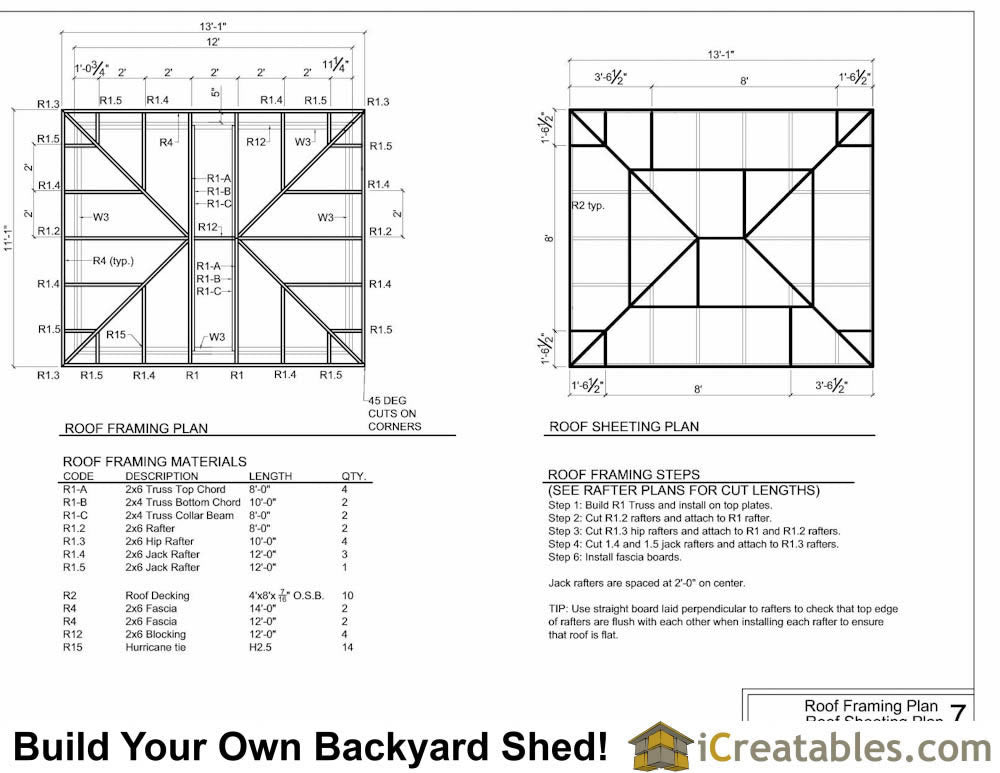 10x12-H Hip Roof Shed Emailed Plans