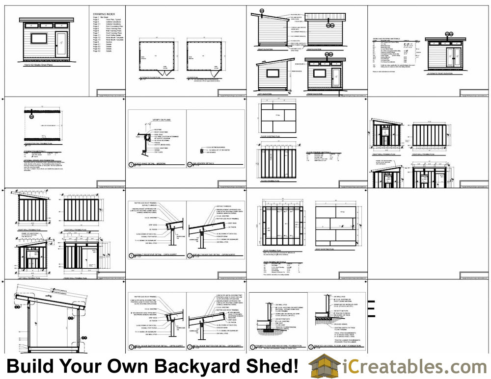 10x12-S2 Modern Shed Plans Emailed