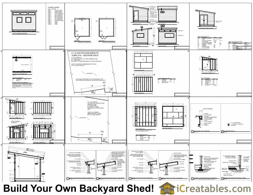 10x12-S3 Modern Shed Plans Emailed