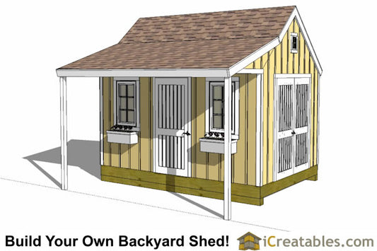 10x14-COP Colonial Porch Shed Plans Emailed