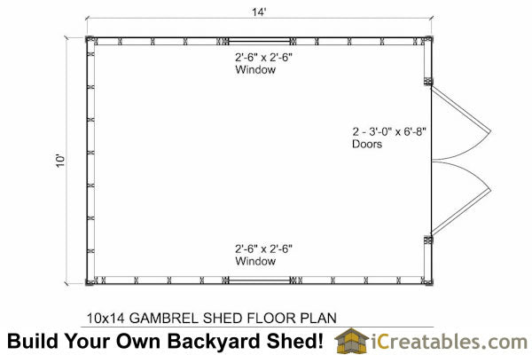10x14-GB Gambrel Shed Plans Emailed