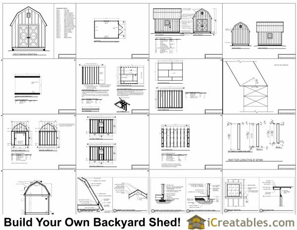 10x14-GB Gambrel Shed Plans Emailed