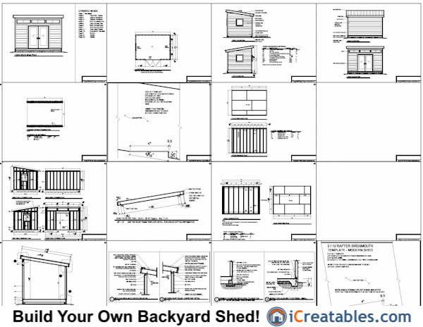 10x14-S2 Modern Shed Plans Emailed