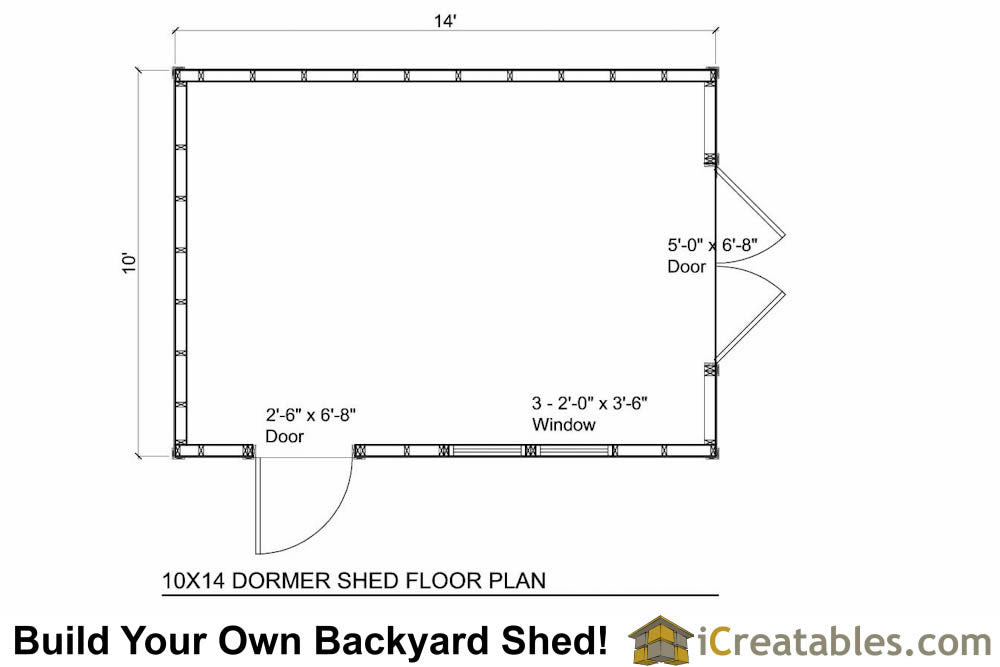 10x14-D Dormer Shed Plans Emailed