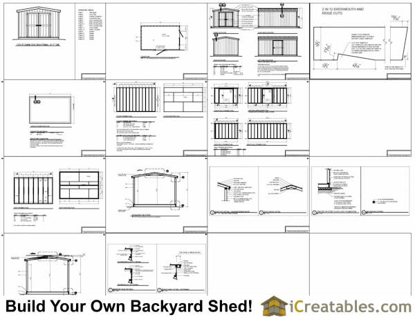 10x16-B8 8 Foot Shed Plans Emailed
