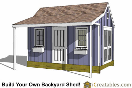 10x16-COP Colonial Porch Shed Plans Emailed
