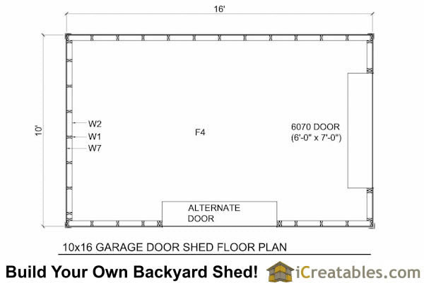 10x16-GD Garage Door Shed Plans Emailed
