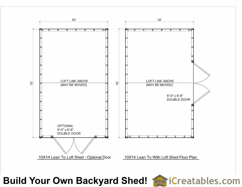 10x16-LTL Lean To Loft Shed Plans Emailed