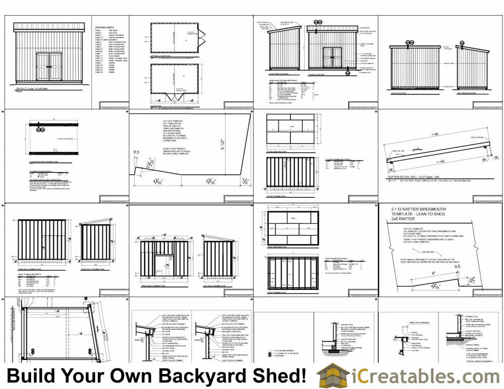 10x16-LTL Lean To Loft Shed Plans Emailed