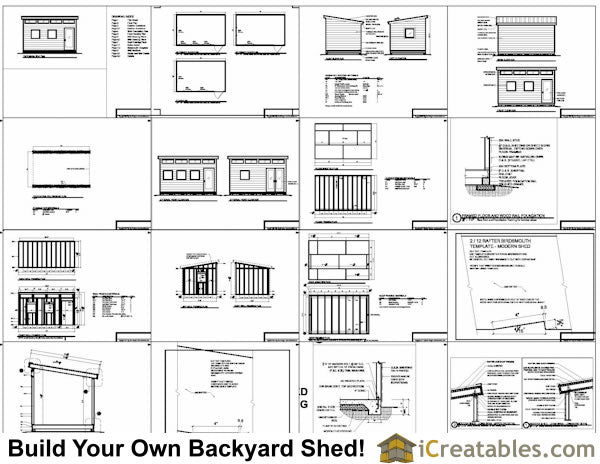 10x16-S2 Modern Shed Plans Emailed