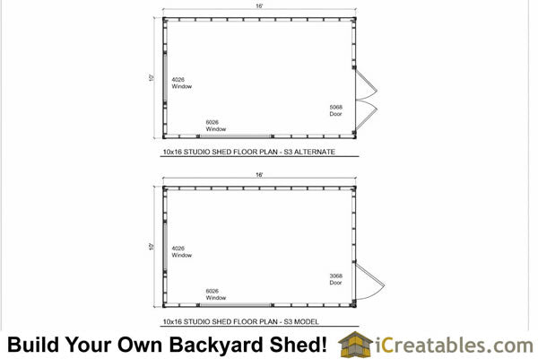 10x16-S3 Modern Shed Plans Emailed